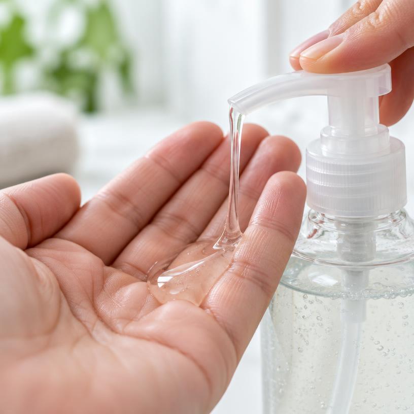 Soap being pumped into a palm